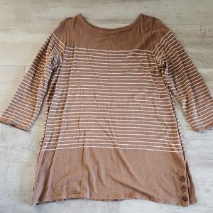 J. Jill Size M 3/4 Sleeve Brown Knit Tunic Top